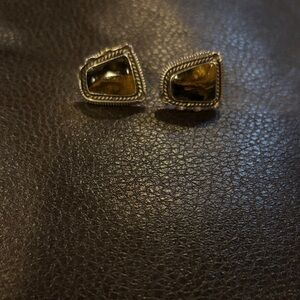 Sterling Silver Tiger's Eye Stud Earrings - Brown